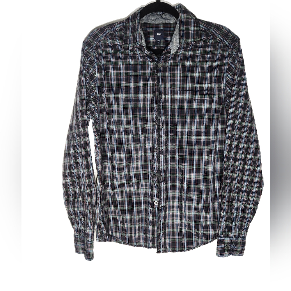 Gap Ladies Cotton Blue Green Red Plaid Shirt